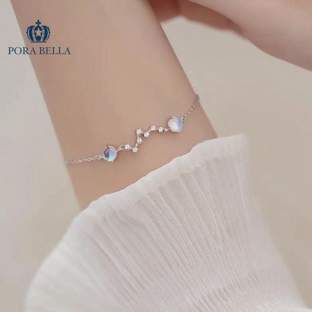 【Porabella】Porabella 925純銀宇宙星座星月光石手鍊 招財開運手環 韓版ins簡約森系禮物 銀飾 Bracelet