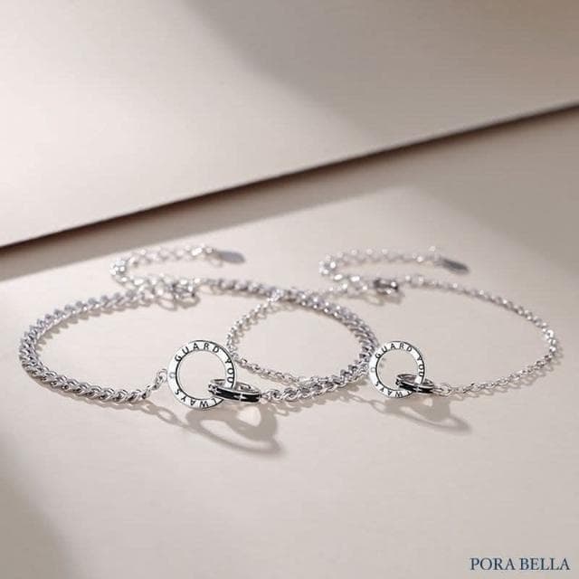 【Porabella】925純銀情侶手鍊 星月守護手鏈 雙環手鍊手鍊 情人節禮物 告白禮物 Bracelets