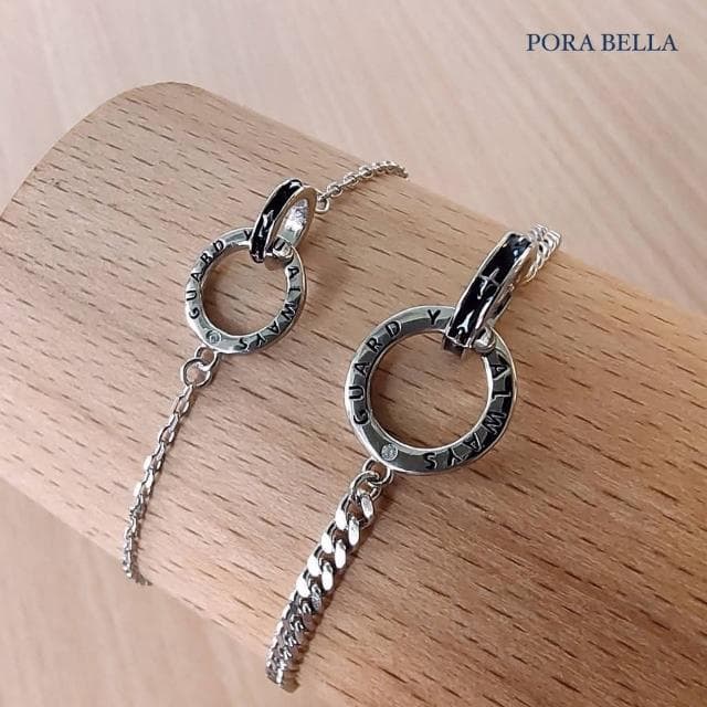 【Porabella】925純銀情侶手鍊 星月守護手鏈 雙環手鍊手鍊 情人節禮物 告白禮物 Bracelets