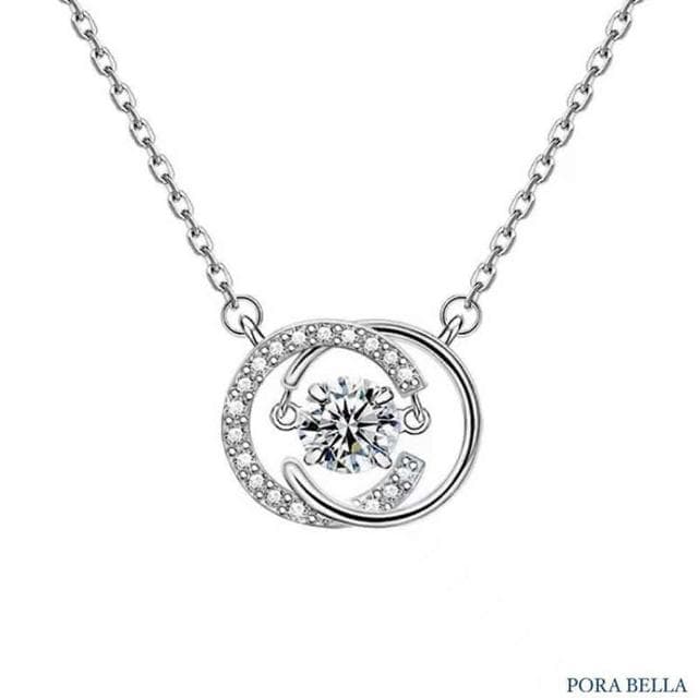 【Porabella】925純銀雙C跳動項鍊 鑲鑽項鍊 鋯石鎖骨鏈 輕奢簡約項鍊 生日禮物 送女友 Necklace