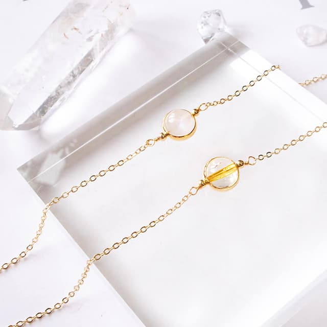 【Dawn Fashion 彤恩時尚】石來運轉//愛情招財水晶手鍊//月光石 黃水晶/生日禮物/情人節禮物