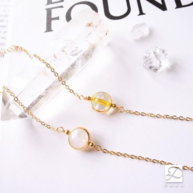 【Dawn Fashion 彤恩時尚】石來運轉//愛情招財水晶手鍊//月光石 黃水晶/生日禮物/情人節禮物