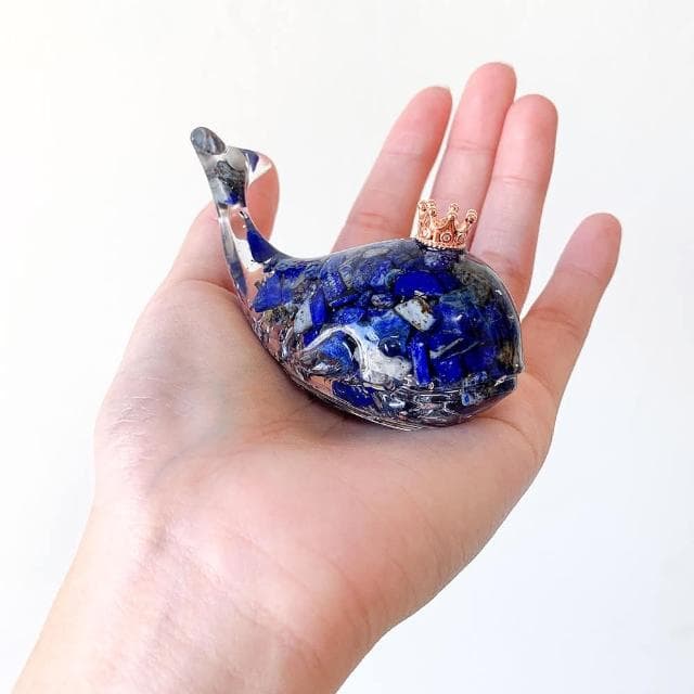【Dawn Fashion 彤恩時尚】天然水晶 自信 守護鯨魚 // 原礦碎石 水晶擺件//生日禮物/父親節禮物