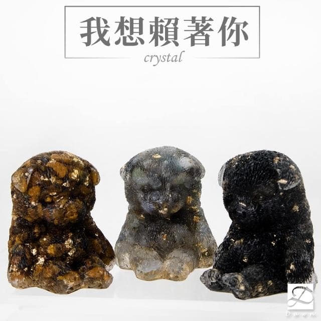 【Dawn Fashion 彤恩時尚】天然水晶 薩摩耶幼犬 // 原礦碎石 拉長石 虎眼石 黑曜石/生日禮物/父親節禮物