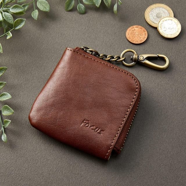【FOCUS】經典原皮迷你方形拉鍊零錢包/復古小錢包(FTA0092 新品上市！)