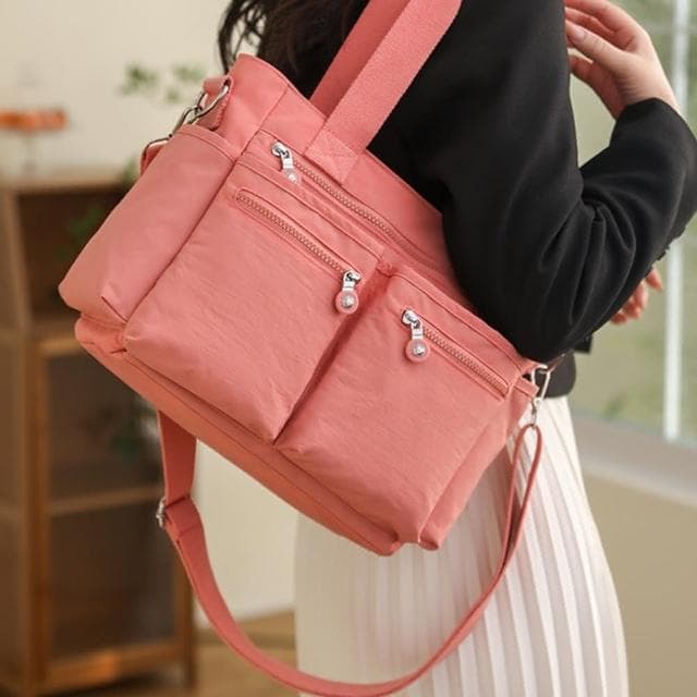 【LEESA】尼龍肩背包\包包\大容量托特包\女生包包\休閒側背包\生日禮物\媽媽包\多格層包包\送禮