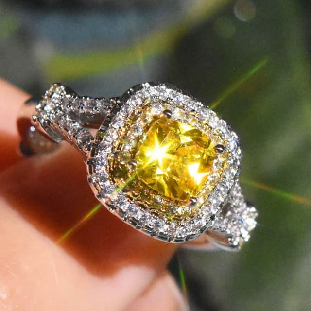 【LEESA】純銀戒指\黃寶石戒指\方形婚戒\食指戒\高級飾品\結婚婚戒\高級珠寶\銀戒指\送長輩\生日禮物