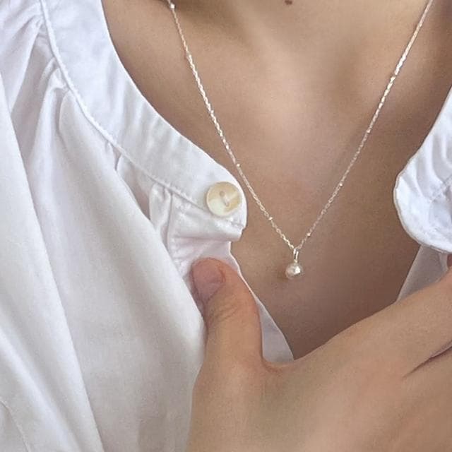 【LEESA】珍珠項鍊\純銀項鍊\可愛項鍊\簡約項鍊\法式項鍊\日系項鍊\氣質項鍊\閨蜜項鍊\情人節禮物