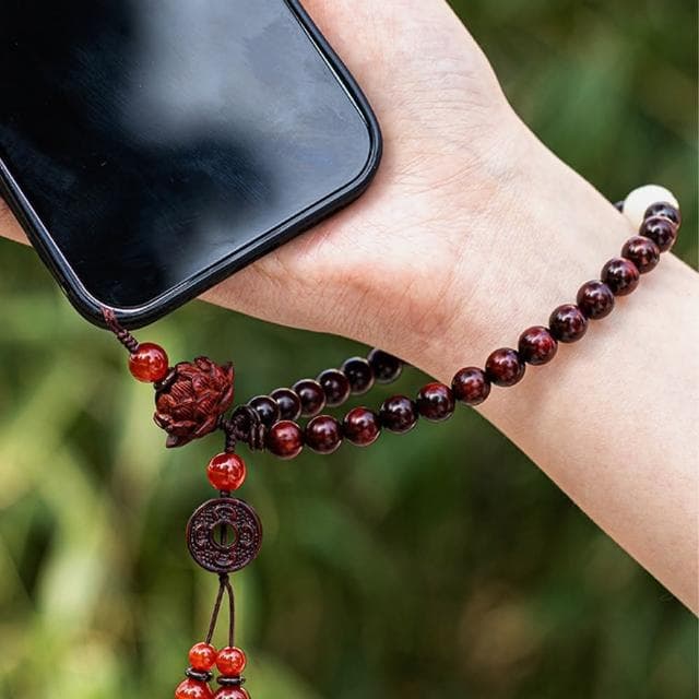 【LEESA】手機掛繩 小葉紫檀手機鍊 佛珠手機掛繩 保平安 吊飾 手腕掛件 送長輩 禮物 保平安 吊墜飾品