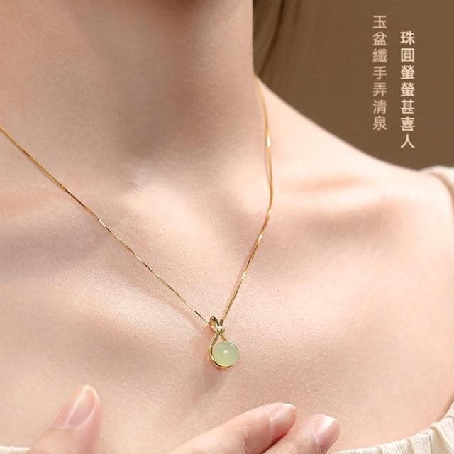 【LEESA】和闐玉\女生項鍊\細項鍊\葫蘆項鍊\金色項鍊\生日禮物\純銀項鍊\項鍊\鋯石項鍊\開運項鍊