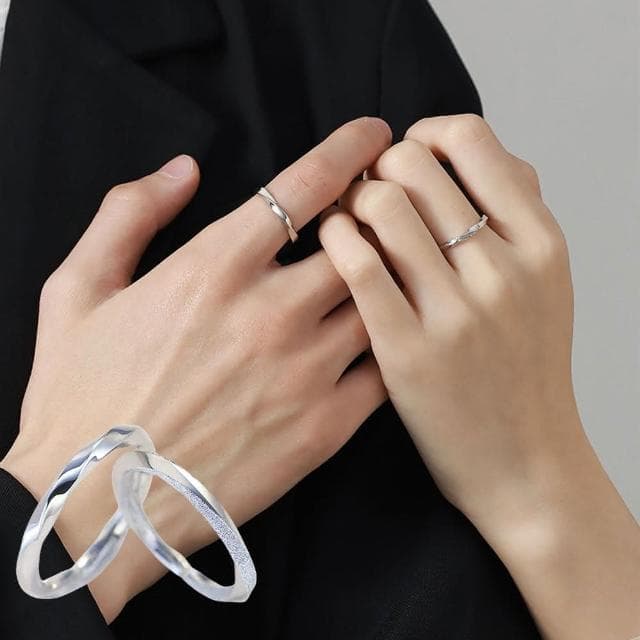 【LEESA】對戒\銀戒指\細戒指\磨砂戒指\可調式戒指\禮物\結婚戒指\訂婚戒指\純銀戒指\素戒指\情侶戒指
