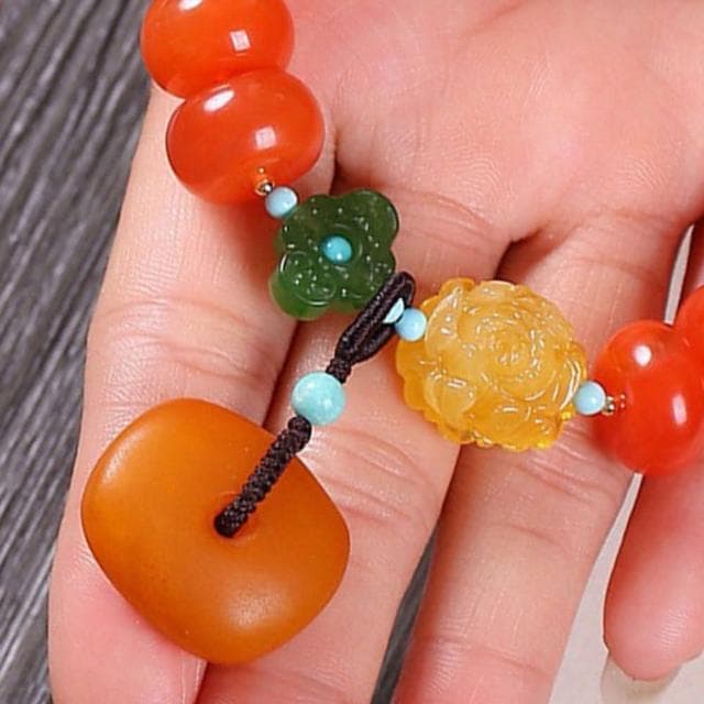 【LEESA】南紅珠手鍊\串珠手鍊\蜜蠟佛珠\碧玉手串\手鍊\送長輩\禮物\玉手鍊\保平安手鍊\避邪手鍊\粗手鍊