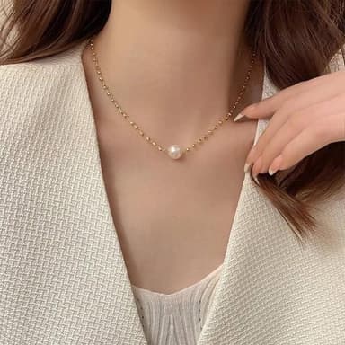 【LEESA】珍珠項鍊\女飾品\女生項鍊\銀項鍊\閨蜜項鍊\18k金項鍊\韓國項鍊\鎖骨項鍊\女生禮物\送禮\交換禮物