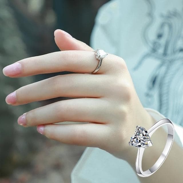 【LEESA】鋯石戒指\指環\純銀戒指\愛心戒指\高級感\歐美戒指\銀戒\銀飾\閨蜜戒指\送長輩\送女生\小禮物\生日禮物