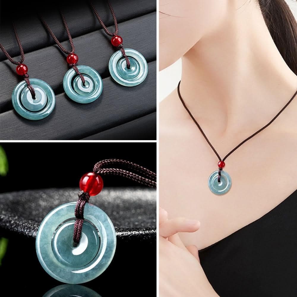 【LEESA】翡翠平安扣\玉項鍊\玉石吊墜\玉佩\翡翠掛件\翡翠項鍊\藍水翡翠\子母扣\玉墜\禮物\送長輩\保平安\玉器