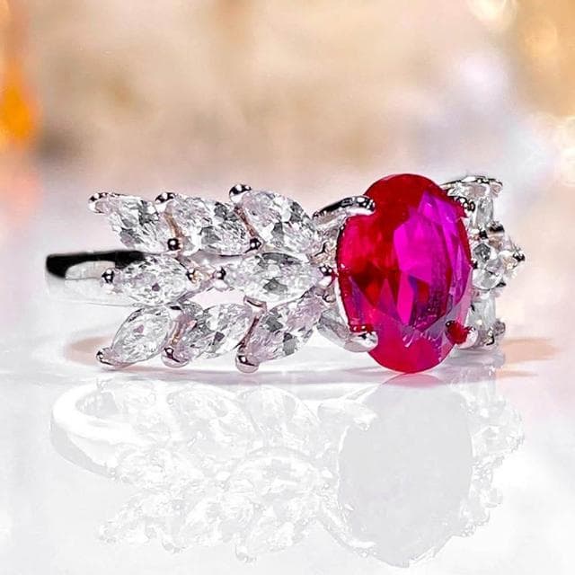 【LEESA】鴿血紅戒指\純銀戒指\指環\戒指\飾品\歐美戒指\大戒指\新娘飾品\浮誇戒指\送長輩\女生禮物