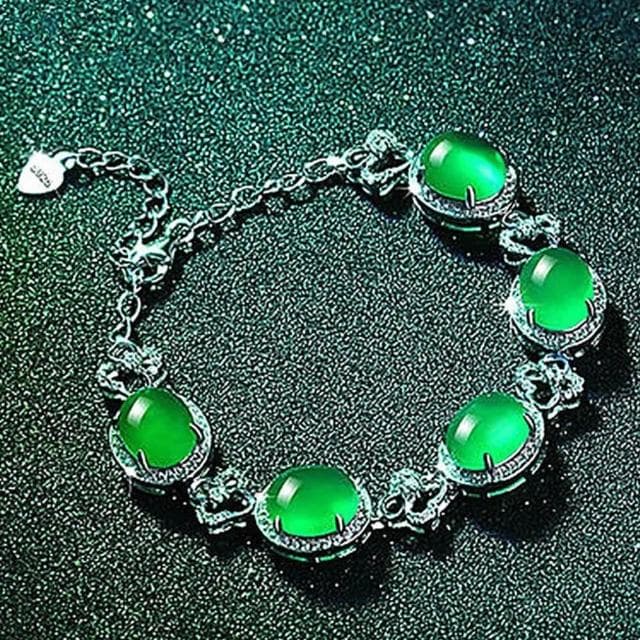 【LEESA】四葉草手鏈\綠玉髓手鍊\純銀手鍊\玉手鐲\招財手鍊\保平安\手環\玉手鍊\氣質手鍊\長輩禮物