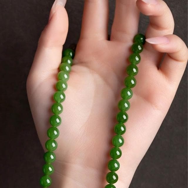 【LEESA】和田玉項鍊\玉項鍊\氣質項鍊\碧玉項鍊\綠色項鍊\高品質\項鍊\念珠\保平安\避邪項鍊\長輩禮物