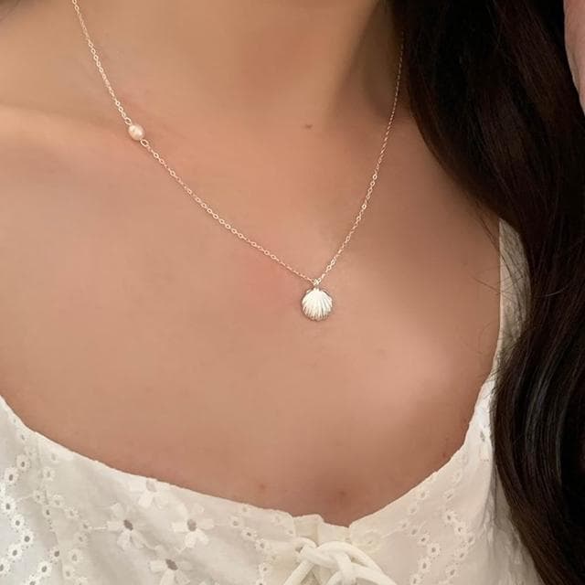 【LEESA】女生項鍊\925\純銀項鍊\18k\金項鍊\情侶項鍊\項鍊女\簡約ins風\項鍊\貝殼項鍊\珍珠項鍊\女生禮物\