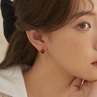 【LEESA】中式耳環\耳飾\小眾設計\925\純銀耳環\耳針\飾品\情人節禮物\紅瑪瑙\耳釘個性耳環\簡約ins風\耳環女