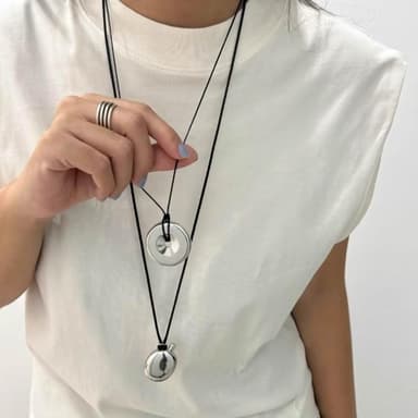 【LEESA】情侶項鍊\情人節禮物\生日禮物\項鍊\男女同款\飾品\歐美項鍊\小酒壺\小圓環\皮繩項鍊\吊墜\吊飾\白金項鍊