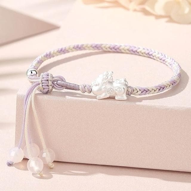 【LEESA】水晶手鍊\飾品\999純銀\閨蜜手鍊\手工編織\手鍊手環\招財手鍊\貔貅\招財納福\保平安\流蘇\生日禮物