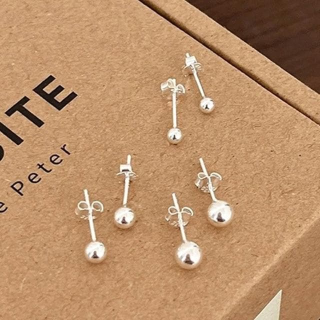 【LEESA】耳環\耳針\s925\純銀耳環\情人節禮物\圓耳環\飾品\抗過敏耳環\養耳針\小圓球\豆豆\耳飾\銀針\銀色耳環\