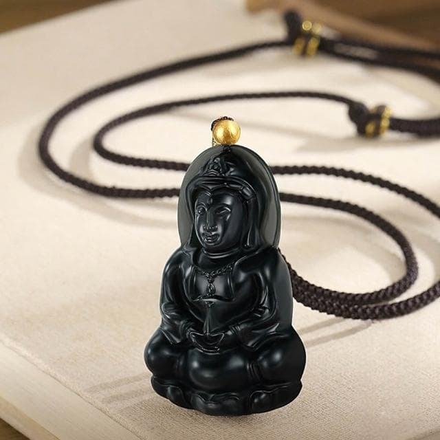 【LEESA】足金999\編繩項鍊\首飾\保平安\雕刻\護身符\飾品\項鍊\男生項鍊\和田玉\玉石\觀音像\佛像\吊墜\玉珮