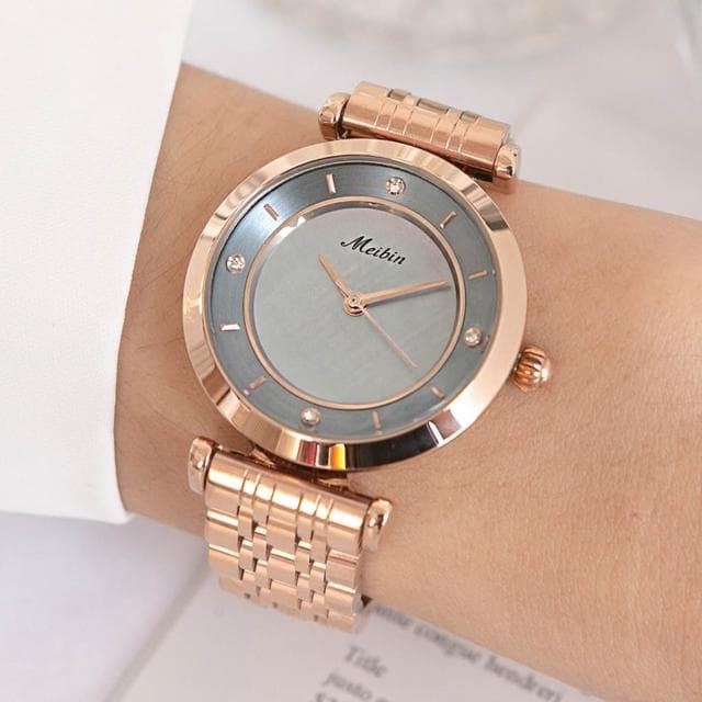 【MUMUSHOP】MUMU TM00311 MEIBIN氣質玫瑰石英錶  貝殼 時尚 手錶 玫瑰金 水鑽手錶 女錶 閃耀 聖誕交換禮物