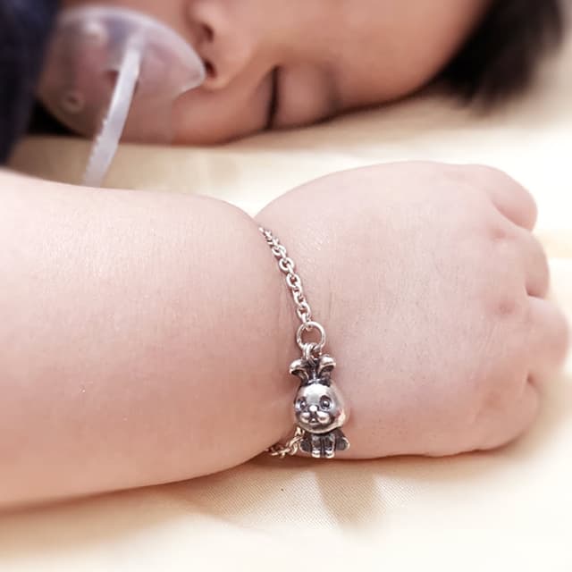 【ART64】純銀兒童手鍊/寶寶手鍊 彌月禮/生日禮物推薦 鴻兔大展 兔寶寶造型 細版