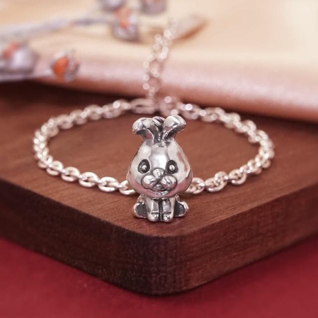 【ART64】純銀兒童手鍊/寶寶手鍊 彌月禮/生日禮物推薦 鴻兔大展 兔寶寶造型 細版