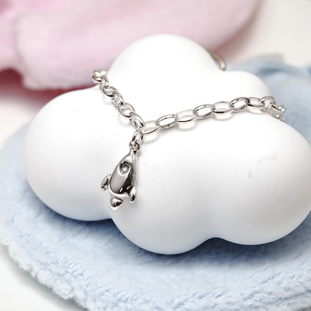 【ART64】純銀兒童手鍊 彌月禮物/生日禮物推薦 逐夢小火箭 新生兒/寶寶手鍊