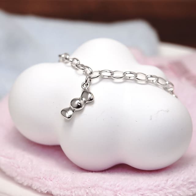 【ART64】純銀兒童手鍊 彌月禮物/生日禮物推薦 蝴蝶結糖果 新生兒/寶寶手鍊