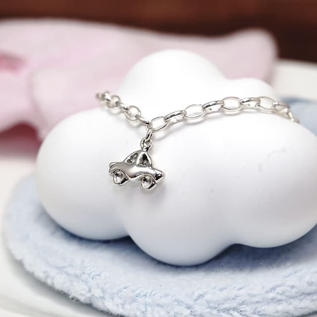 【ART64】純銀兒童手鍊 彌月禮物/生日禮物推薦 幸運小汽車 新生兒/寶寶手鍊