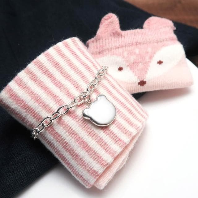 【ART64】純銀兒童手鍊/寶寶手鍊 生日/滿月/彌月禮物推薦 活力小熊造型 寬版