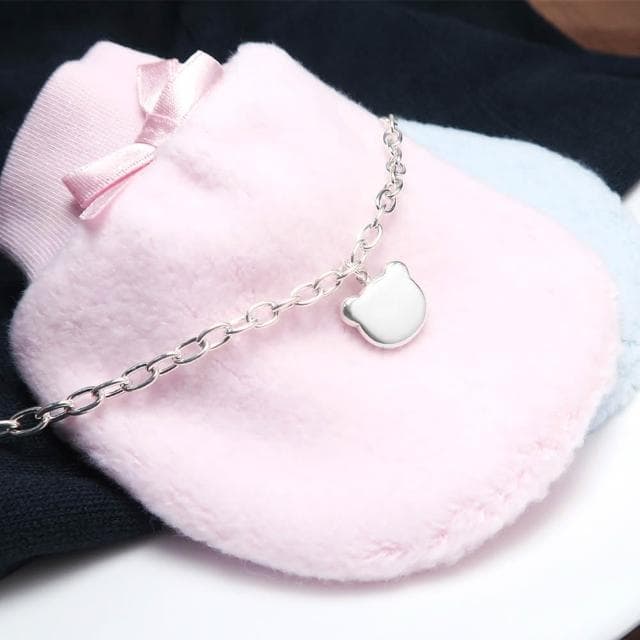 【ART64】純銀兒童手鍊/寶寶手鍊 生日/滿月/彌月禮物推薦 活力小熊造型 寬版