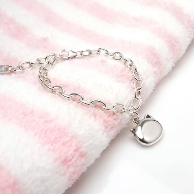 【ART64】純銀兒童手鍊/寶寶手鍊 生日/滿月/彌月禮物推薦 淘氣小貓造型 寬版