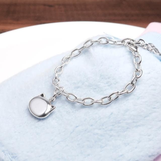 【ART64】純銀兒童手鍊/寶寶手鍊 生日/滿月/彌月禮物推薦 淘氣小貓造型 寬版