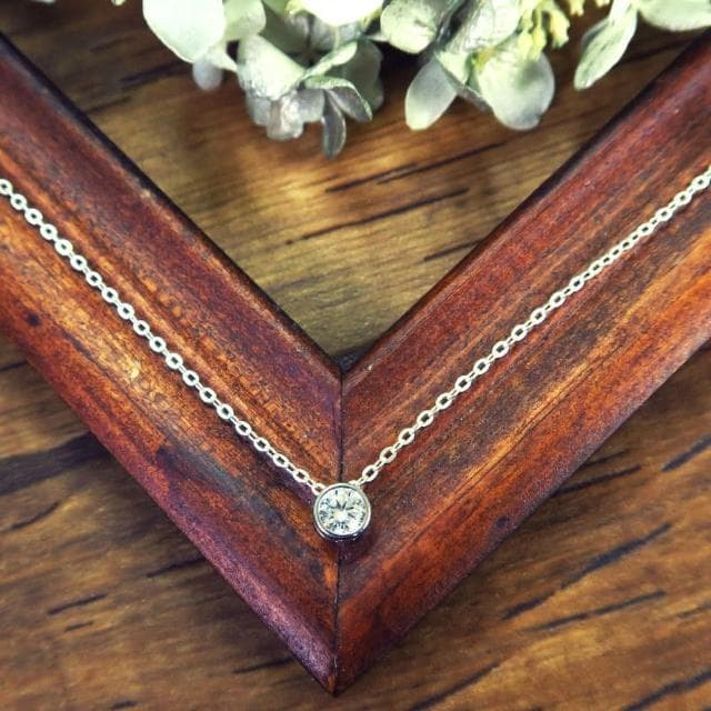 【ART64】銀河星芒 圓形小鑽 純銀項鍊(925純銀 女生項鍊 女生禮物 母親節禮物 16吋/18吋可選)