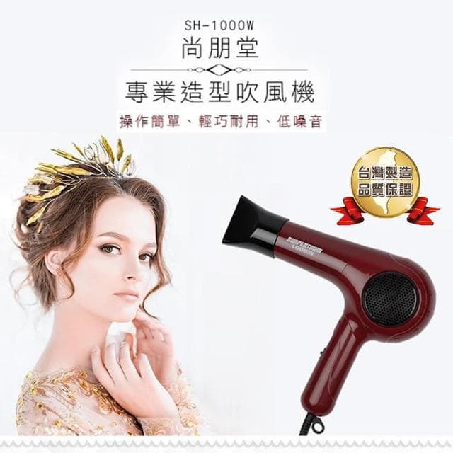 【尚朋堂】1000W專業造型吹風機 SH-1000W附集風嘴 三段風速 過熱自動斷電