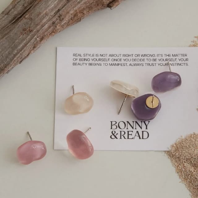 【BONNY & READ】銀針  海岸寶石耳環 / 3色(韓國 寶石 銀針 耳環)