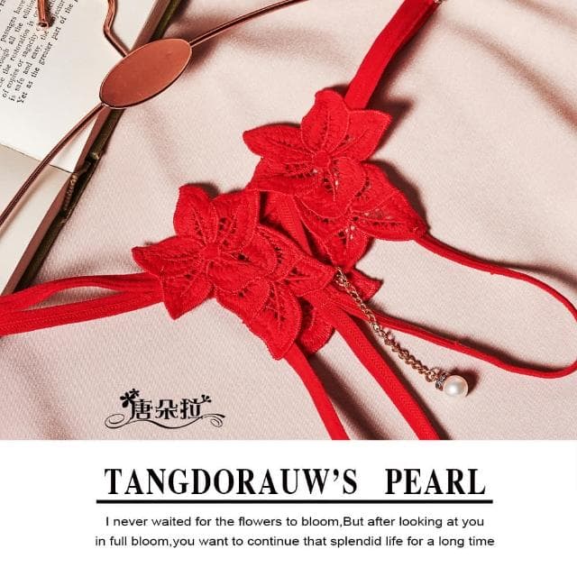 【唐朵拉】珍珠吊墜開檔丁字褲 角色扮演 情人節禮物(情趣開檔內褲 809)