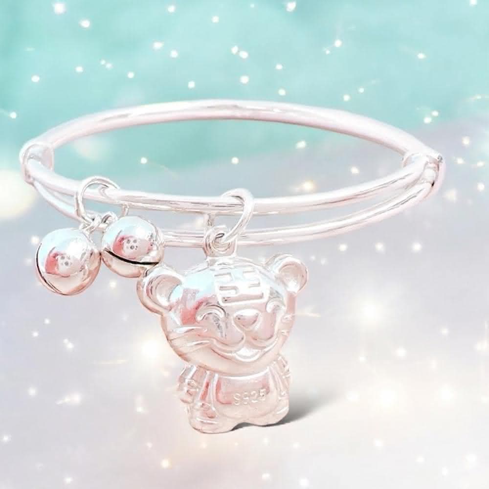 【珠兒綠】999純銀笑笑虎搖鈴手鐲 嬰兒兒童成人 新年禮物 彌月禮物純銀手鐲 生肖手鍊 彌月禮物 周歲禮物 寶寶禮物 交換禮物