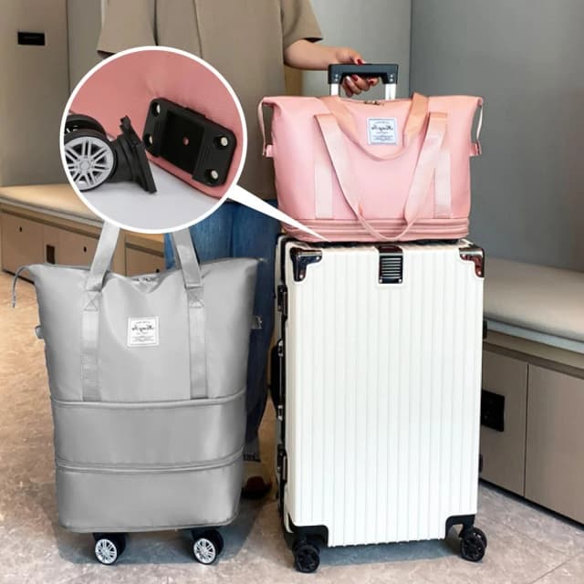 【AI Queen】升級可拆輪版!手提拉桿包(摺疊旅行包/帶輪行李包/旅行袋/登機包/收納包/乾濕分離包/健身包)