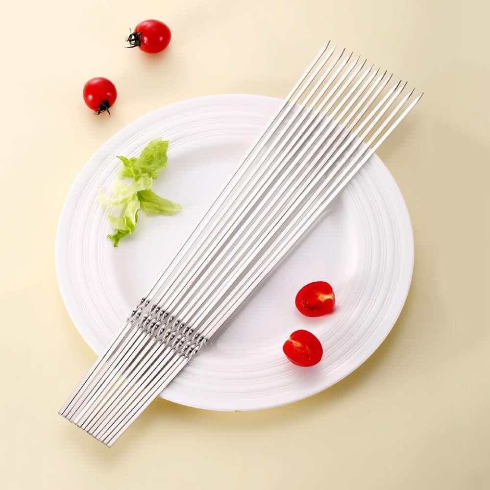 【蕉蕉購物】304不鏽鋼串燒烤肉籤-10支入串肉籤 烤肉叉子 燒烤籤 串烤籤 烤肉針 中秋節 野炊 露營