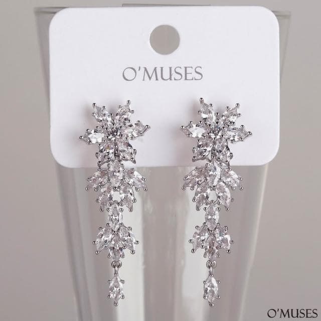 【OMUSES】花朵鋯石夾式銀飾耳環21-7593