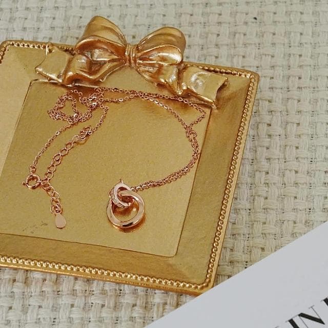 【MoonDy】純銀項鍊 雙環項鍊 項鍊 頸鍊 鎖骨鍊 戒指項鍊 項鍊女 韓國項鍊 氣質項鍊 生日禮物 女生禮物