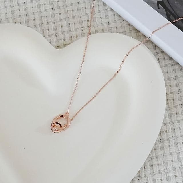 【MoonDy】純銀項鍊 雙環項鍊 項鍊 頸鍊 鎖骨鍊 戒指項鍊 項鍊女 韓國項鍊 氣質項鍊 生日禮物 女生禮物