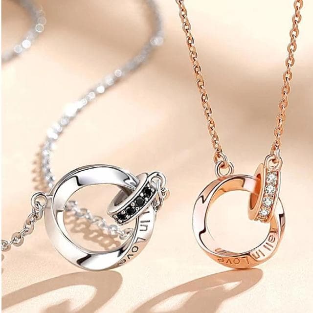 【MoonDy】純銀項鍊 雙環項鍊 項鍊 頸鍊 鎖骨鍊 戒指項鍊 項鍊女 韓國項鍊 氣質項鍊 生日禮物 女生禮物