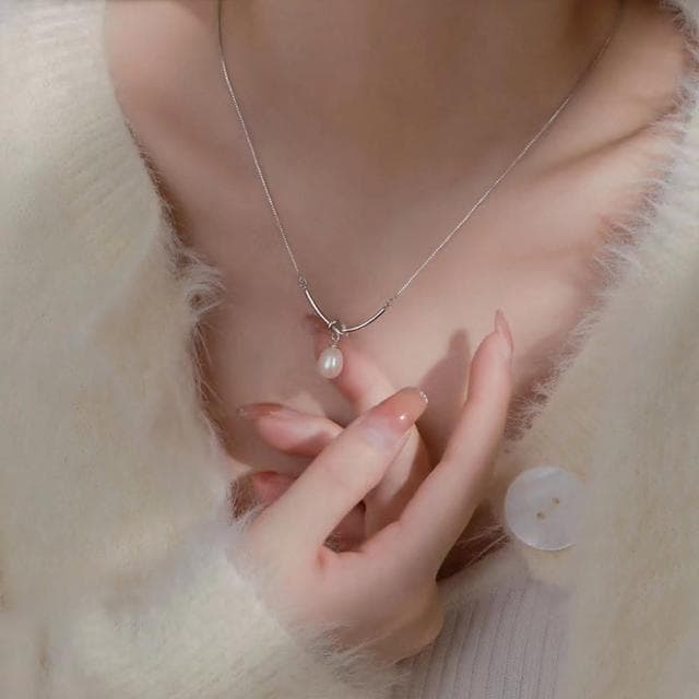 【KT DADA】銀項鍊 珍珠項鍊 純銀項鍊 鎖骨鏈 項鍊女 生日禮物 女生情人節禮物 飾品配件 閨蜜項鍊